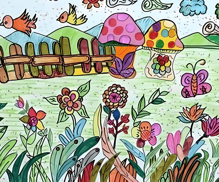 儿童创意画-春天的花园